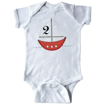 Inktastic Second birthday-Two Years Old red boat Gift Baby Boy or Baby Girl Bodysuit