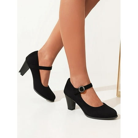 Buckle Decor Chunky Heeled Mary Jane Pumps Women‘s Footwear