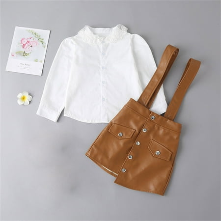 ZMHEGW Toddler Fall Outfits Kids Baby Girls Autumn Winter Cotton Long Sleeve Shirt Leather Suspender Dress Set Clothes Outfits Set
ZMHEGW Toddler Fall Outfits Kids Baby Girls Autumn Winter Cotton Long Sleeve Shirt Leather Suspender Dress Set Clothes Outfits Set