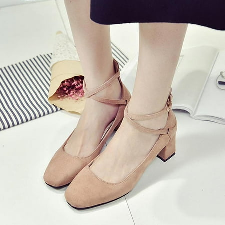 Middle Heels Womens Flock Ankle Strap Thick Heel Pumps One Word Buckle Party Square Shoes
Middle Heels Womens Flock Ankle Strap Thick Heel Pumps One Word Buckle Party Square Shoes