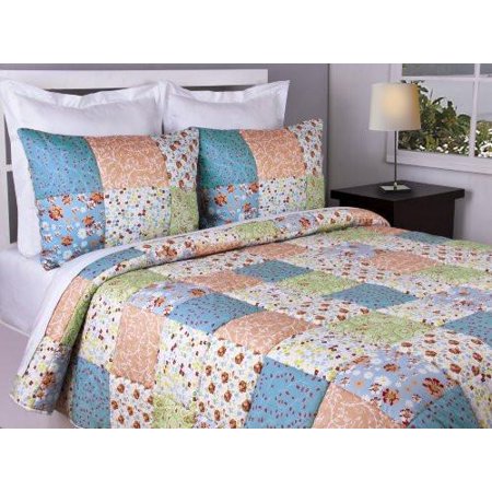 Jovi Home 3-Piece 86 by 86-Inch Flower Garden Patchwork Duvet Cover Set Queen Multi-Color