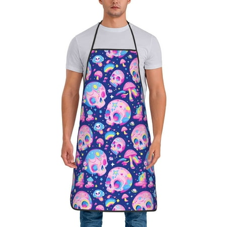 Uemuo colorful Skull mushroom rainbow Printed Bib Apron Adjustable Water and Oil Resistant Cooking Kitchen Chef Apron for Women Men
Uemuo colorful Skull mushroom rainbow Printed Bib Apron Adjustable Water and Oil Resistant Cooking Kitchen Chef Apron for Women Men