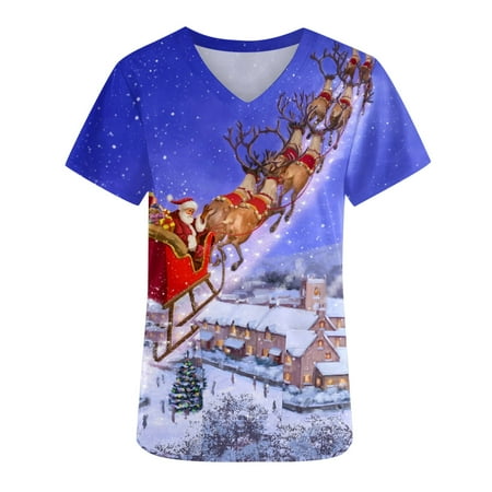 Graphic Scrubs T Shirts for Women 2 Pockets Holiday Snowman/Tree Funny Printed V Neck Short Sleeve Pullover Tops (X-Large Light Blue 01)
Graphic Scrubs T Shirts for Women 2 Pockets Holiday Snowman/Tree Funny Printed V Neck Short Sleeve Pullover Tops (X-Large Light Blue 01)