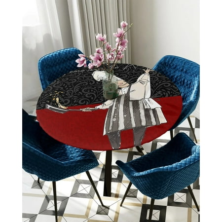 Round Fitted Tablecloth Black And White Chefs Kitchen Food Retro Elastic Edged Table Cover Protector Cloth Waterproof Rectangle 45 -50 
Round Fitted Tablecloth Black And White Chefs Kitchen Food Retro Elastic Edged Table Cover Protector Cloth Waterproof Rectangle 45 -50