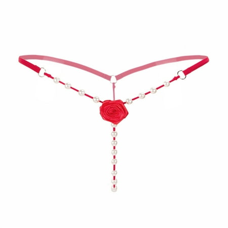 Women Thongs G-Strings Pearls Red One Size Panties 3 Pack