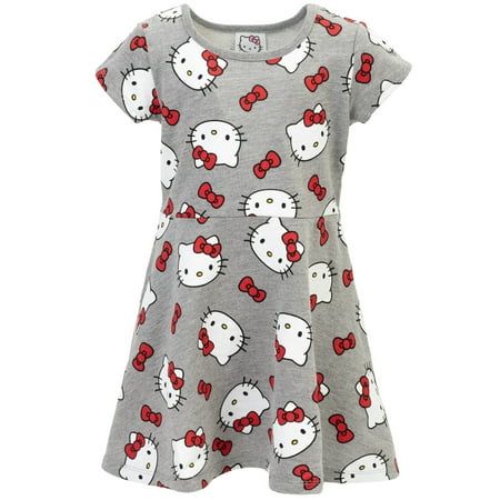 Hello Kitty Toddler Girls Short Sleeve Dress Grey 4T