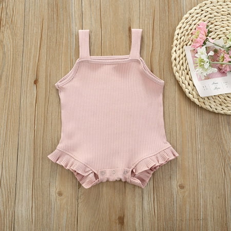 RPVATI Baby Girls Suspenders Bodysuits Solid Sleeveless Bodysuit Infant Toddler Ribbed Summer Outfits 0M-24M
RPVATI Baby Girls Suspenders Bodysuits Solid Sleeveless Bodysuit Infant Toddler Ribbed Summer Outfits 0M-24M