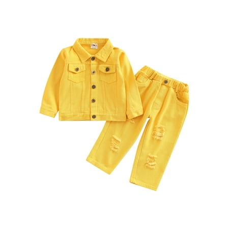 Diconna Toddler Kids Girls Clothes 2Pcs Set Lapel Botton Long Sleeve Denim Jacket Tops Ripped Jeanst Pants Outfits Dark Yellow 6-7 Years
Diconna Toddler Kids Girls Clothes 2Pcs Set Lapel Botton Long Sleeve Denim Jacket Tops Ripped Jeanst Pants Outfits Dark Yellow 6-7 Years