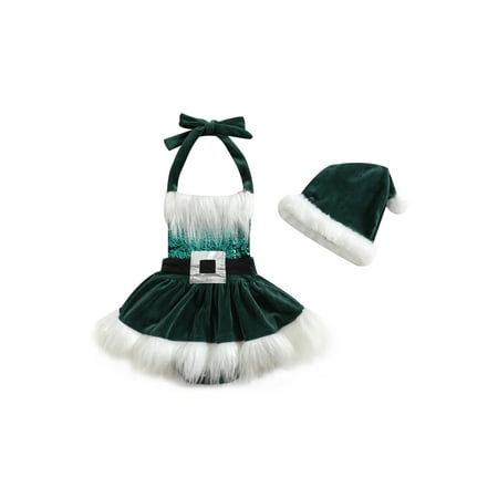 Infant Baby Girls Christmas Dress Sequins Plush Trim Patchwork Halterneck Backless Sleeveless Tutu Jumpsuits With Hat Xmas Party
Infant Baby Girls Christmas Dress Sequins Plush Trim Patchwork Halterneck Backless Sleeveless Tutu Jumpsuits With Hat Xmas Party