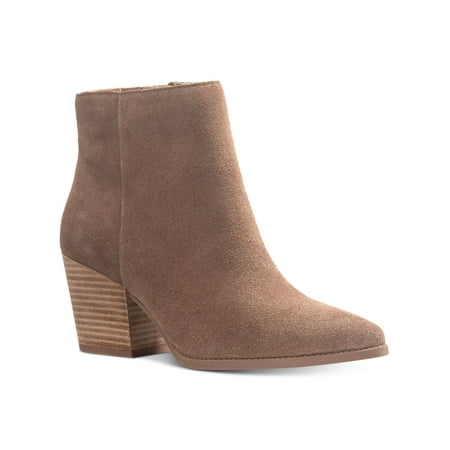 AMERICAN RAG Womens Beige Cushioned Comfort Eryn Pointed Toe Block Heel Zip-Up Leather Booties 5.5 M