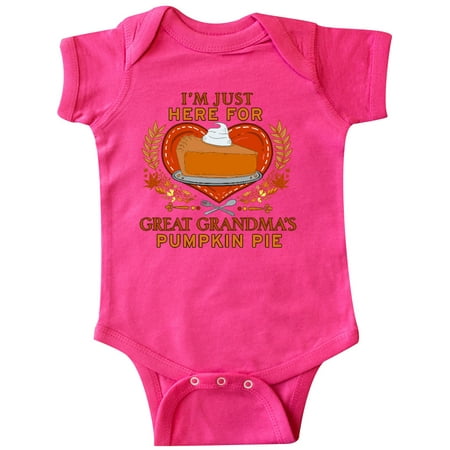Inktastic I m Just Here for Great Grandma s Pumpkin Pie with Heart Gift Baby Boy or Baby Girl Bodysuit
Inktastic I m Just Here for Great Grandma s Pumpkin Pie with Heart Gift Baby Boy or Baby Girl Bodysuit