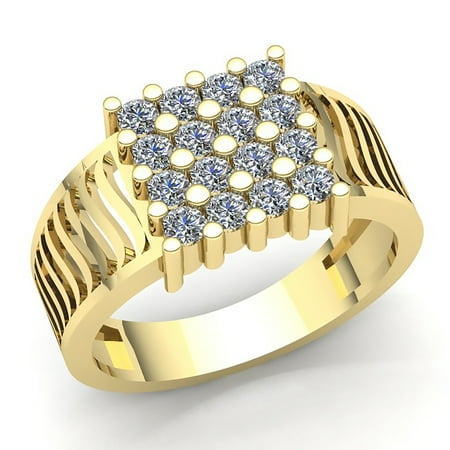 Genuine 3ct Round Cut Diamond Mens Cluster Engagement Anniversary Ring Solid 14K Rose, White or Yellow Gold GH SI2