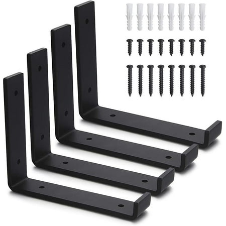 Metal Shelf Bracket 4 Pack DIY Open Shelving Black (7.25 )