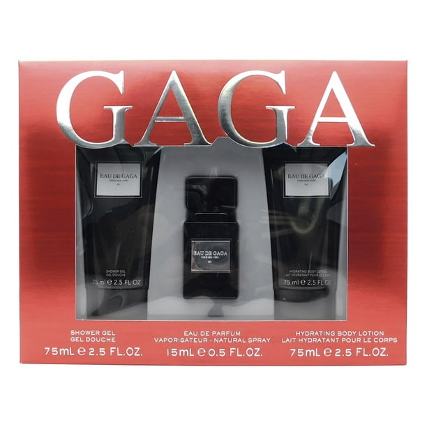 Lady Gaga EAU DE GAGA Set: Shower Gel 2.5 Fl Oz., Eau De Parfum .5 Fl Oz., Hydrating Body Lotion 2.5 Fl Oz.