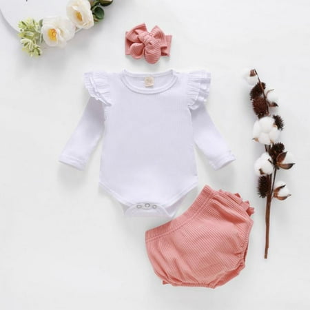 Newborn Baby Girl Clothes Shorts Set Ruffle Sleeve Romper + Pants + Headband 3Pcs Summer Outfit Set 0-18 Months
Newborn Baby Girl Clothes Shorts Set Ruffle Sleeve Romper + Pants + Headband 3Pcs Summer Outfit Set 0-18 Months