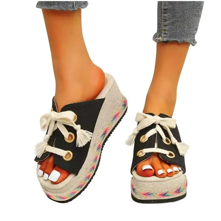 Winter Savings Clearance! Suokom Womens Sandals Summer Ladies Lace Up Slippers Sandals Casual Women Slope Heel Color Matching Woven Slippers
Winter Savings Clearance! Suokom Womens Sandals Summer Ladies Lace Up Slippers Sandals Casual Women Slope Heel Color Matching Woven Slippers