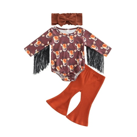 Musuos 3Pcs Baby Girl’s Clothe Set Fashion Cow Head Tassel Long Sleeve Romper and Flared Trousers Headband
Musuos 3Pcs Baby Girl’s Clothe Set Fashion Cow Head Tassel Long Sleeve Romper and Flared Trousers Headband