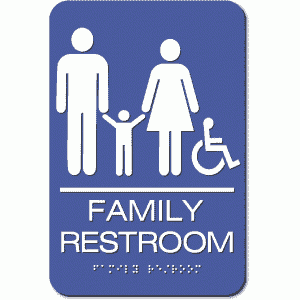 FAMILY RESTROOM Accessible Sign - Styrene-Blue / White (4 Units)
FAMILY RESTROOM Accessible Sign - Styrene-Blue / White (4 Units)