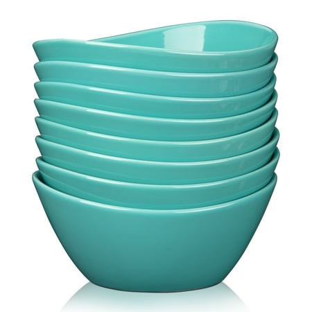 

GymChoice Premium Porcelain Bowls Set of 8 Pack 18 Ounce Solid Color Ceramic Bowls for Cereal Soup Salad Pasta Prep Rice Ice cream Microwave & Dishwasher Safe