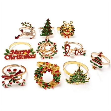 Christmas Napkin Rings - Set of 10 Napkin Holder Rings for Holiday Christmas Table Decoration Napkin Buckle
Christmas Napkin Rings - Set of 10 Napkin Holder Rings for Holiday Christmas Table Decoration Napkin Buckle