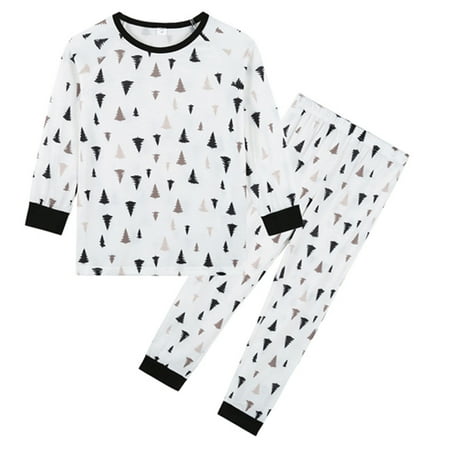 KEJIG Stylish Christmas Round Neck Long Sleeve Printed Home Dress Parent-Child Clothes For Children