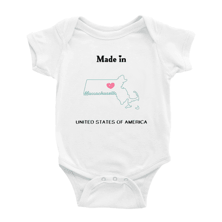 Made In Massachusetts United States of America Baby Clothing Bodysuit 0-3 Months
Made In Massachusetts United States of America Baby Clothing Bodysuit 0-3 Months