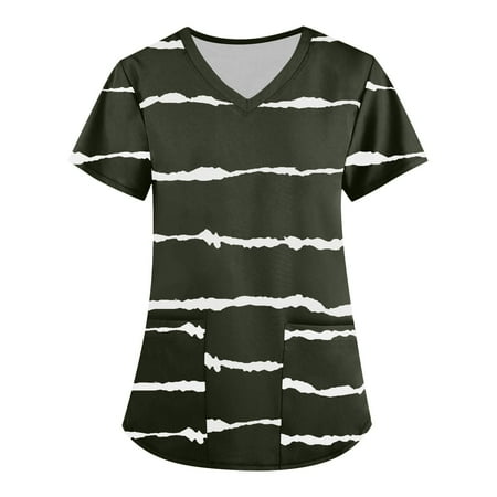 Women s Scrub Top Fashion Short Sleeve V-Neck Working Uniform Tops Fashion Printing Nurse Blouses with Pockets
Women s Scrub Top Fashion Short Sleeve V-Neck Working Uniform Tops Fashion Printing Nurse Blouses with Pockets