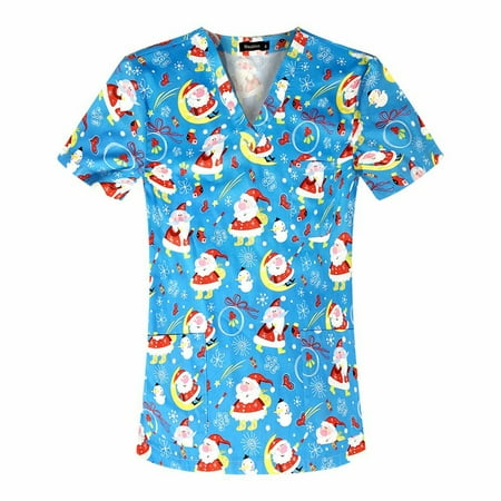 Sksloeg Scrub Tops For Women Clearance Cartoon Printed Top Short Sleeve V-Neck Shirts Tee Tops With Pockets Christmas Patterned Nursing Working Uniform Sky Blue L
Sksloeg Scrub Tops For Women Clearance Cartoon Printed Top Short Sleeve V-Neck Shirts Tee Tops With Pockets Christmas Patterned Nursing Working Uniform Sky Blue L