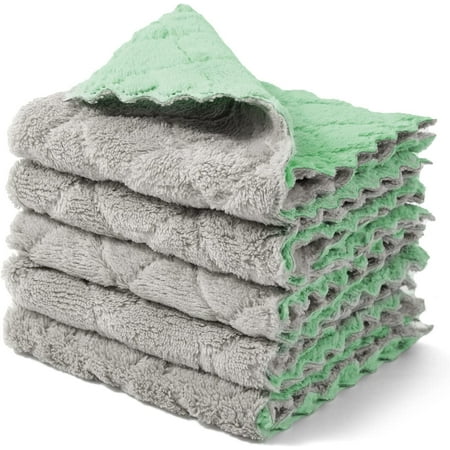 Cleaning Cloths Kitchen Towels Microfiber Washcloths Lint Free Dish Cloth Reusable Dishtowels Household Super Absorbent Fast Drying. 10 x10 . Pack of 5 (Green-Grey)
Cleaning Cloths Kitchen Towels Microfiber Washcloths Lint Free Dish Cloth Reusable Dishtowels Household Super Absorbent Fast Drying. 10 x10 . Pack of 5 (Green-Grey)