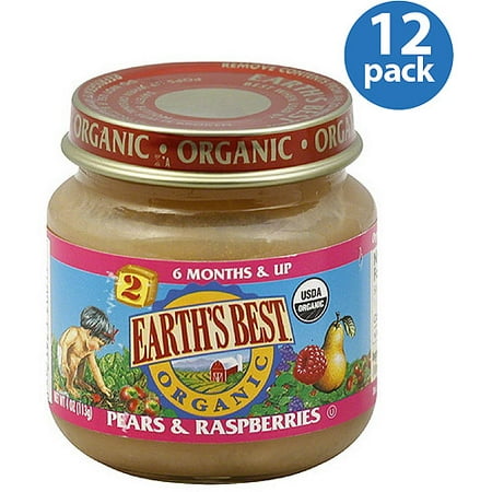 Earth's Best Organic Pears & Raspberries, 4 oz (Pack of 12)