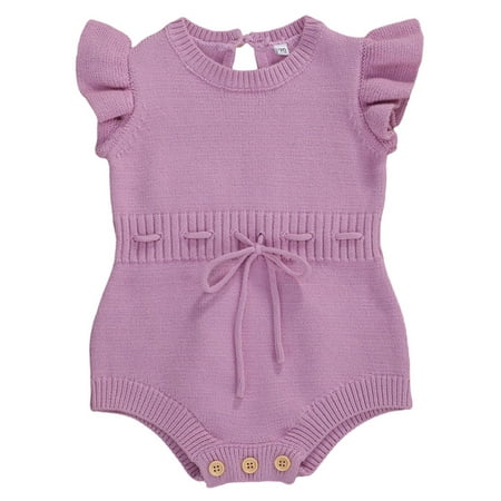 Canrulo Infant Baby Girls Knited Tops Solid Color Fly Sleeve Jumpsuit Cotton Outfit Purple 0-6 Months
Canrulo Infant Baby Girls Knited Tops Solid Color Fly Sleeve Jumpsuit Cotton Outfit Purple 0-6 Months