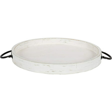 Marmora Casual-Farmhouse Round Wooden Decorative Tray with Black Metal Handles Coastal White Finish 18 Diameter
Marmora Casual-Farmhouse Round Wooden Decorative Tray with Black Metal Handles Coastal White Finish 18 Diameter