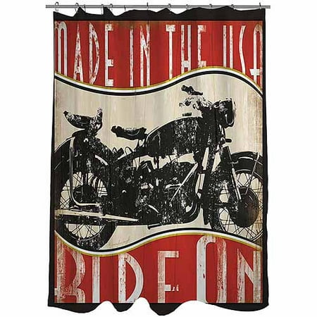 Thumbprintz Vintage Motorcycle Shower Curtain, 71" x 74