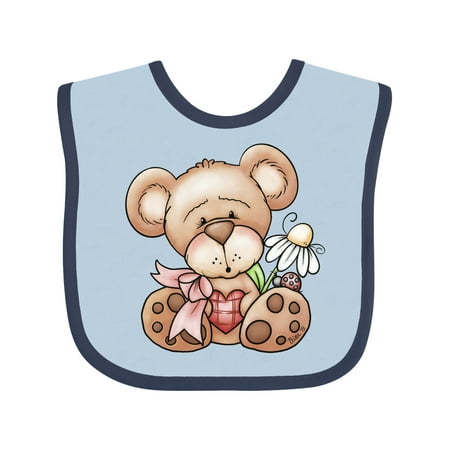 Inktastic Teddy Bear Ladybug Daisy Flower Gift Baby Girl Bib