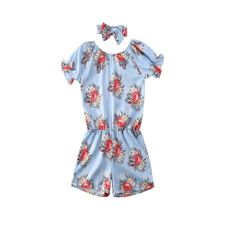 Fiomva Baby Girls Summer Clothes Set Short Sleeve Off Shoulder Floral Jumpsuit with Bowknot Headband Kids 2Pcs Casual Outfits
Fiomva Baby Girls Summer Clothes Set Short Sleeve Off Shoulder Floral Jumpsuit with Bowknot Headband Kids 2Pcs Casual Outfits