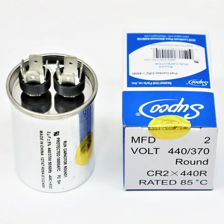Supco CR2X440R Supco CR2X440R HVAC Motor Round Run Capacitor 2 MFD 440 Volts