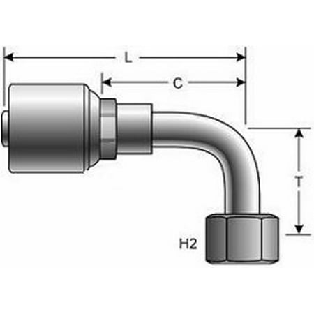 Gates Gates - G25239-1616 - MegaCrimp Couplings Female Flat-Face O-Ring Swivel - 90 Short