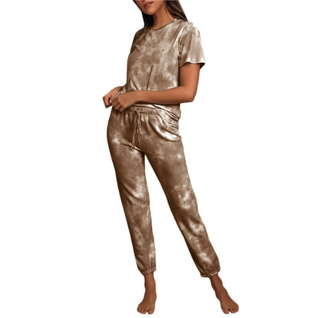 Saodimallsu Tie Dye Pajamas Set Women Lounge Sets 2 Piece Long Pants Short Sleeves Tee Sleepwear
Saodimallsu Tie Dye Pajamas Set Women Lounge Sets 2 Piece Long Pants Short Sleeves Tee Sleepwear
