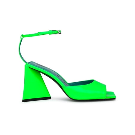 The Attico Woman Neon Green Leather Piper Sandals