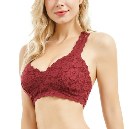 Nebility Women Lace Deep V Racerback Bralette Padded Neck Crop Top Wireless Bra(Red Small)
Nebility Women Lace Deep V Racerback Bralette Padded Neck Crop Top Wireless Bra(Red Small)
