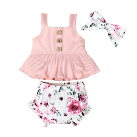Infant Baby Girls Clothes Baby Girls Outfits Sleeveless Suspender Top Floral Shorts Headband 3PCS Set Pink 9-12 Months
Infant Baby Girls Clothes Baby Girls Outfits Sleeveless Suspender Top Floral Shorts Headband 3PCS Set Pink 9-12 Months