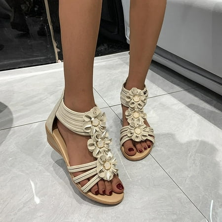 Jsaierl Womens Gladiator Sandals Casual Summer Flower Open Toe Sandals Comfortable Wedge Sandals Trendy Beach Sandal Size 9.5
Jsaierl Womens Gladiator Sandals Casual Summer Flower Open Toe Sandals Comfortable Wedge Sandals Trendy Beach Sandal Size 9.5