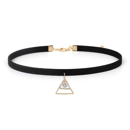 Ladies Black Leather Collar Necklace Fashion Clavicle Chain Geometric Triangle Pendant Gold Silver 2 Piece Pack
Ladies Black Leather Collar Necklace Fashion Clavicle Chain Geometric Triangle Pendant Gold Silver 2 Piece Pack