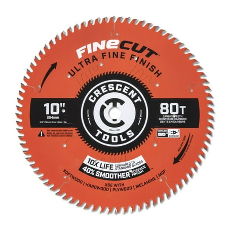 Crescent Circular Saw Blade 10 X 80 Tooth Fine Cut Ultra Fine Finishing