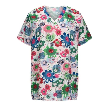 CHGBMOK Work Shirts for Women Scrub Tops Print Short Sleeve T Shirts V-neck Overalls Solid Color
CHGBMOK Work Shirts for Women Scrub Tops Print Short Sleeve T Shirts V-neck Overalls Solid Color