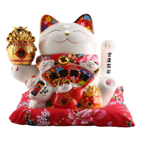 7Inch Ceramic Beckoning Maneki Ornament Feng Decoration Swing B