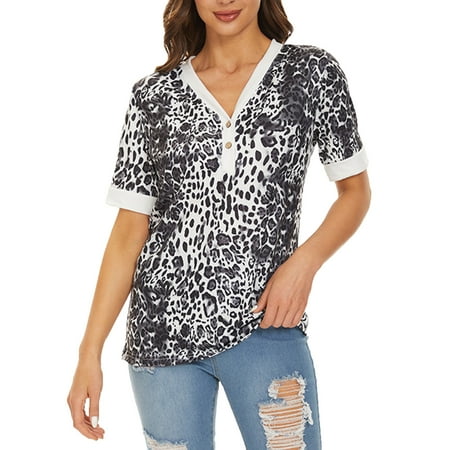 TIANEK Fashion Casual Spring Short Sleeve Printed V-Neck Button Color Contrast Black Corset Tops for Women Reduced
TIANEK Fashion Casual Spring Short Sleeve Printed V-Neck Button Color Contrast Black Corset Tops for Women Reduced