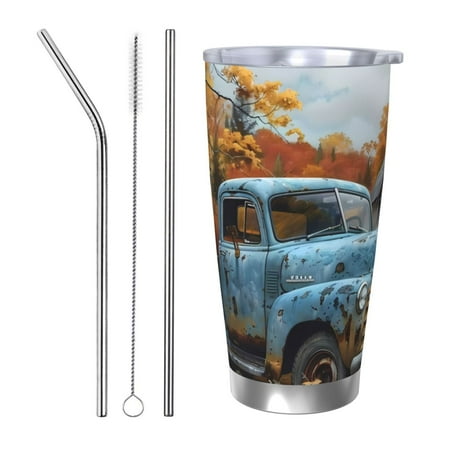 Cauagu Rustic Vintage Truck Autumn Pattern 20oz Tumbler Stainless Steel Vacuum Insulated Tumbler with Lid Insulated Coffee Mug Thermal Cup with Splash Proof Sliding Lid-Straw Three-piece Set
Cauagu Rustic Vintage Truck Autumn Pattern 20oz Tumbler Stainless Steel Vacuum Insulated Tumbler with Lid Insulated Coffee Mug Thermal Cup with Splash Proof Sliding Lid-Straw Three-piece Set