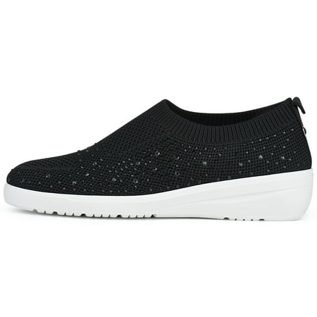 JENN ARDOR Women Slip On Walking Shoes Platform Loafers Mesh Knit Sock Sneakers