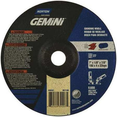 Norton 547-66252842031 4.5 Diameter x 0.25 in. Thick x 0.62 in. -11 Hole Size Depressed Center Wheel - Type 27
Norton 547-66252842031 4.5 Diameter x 0.25 in. Thick x 0.62 in. -11 Hole Size Depressed Center Wheel - Type 27